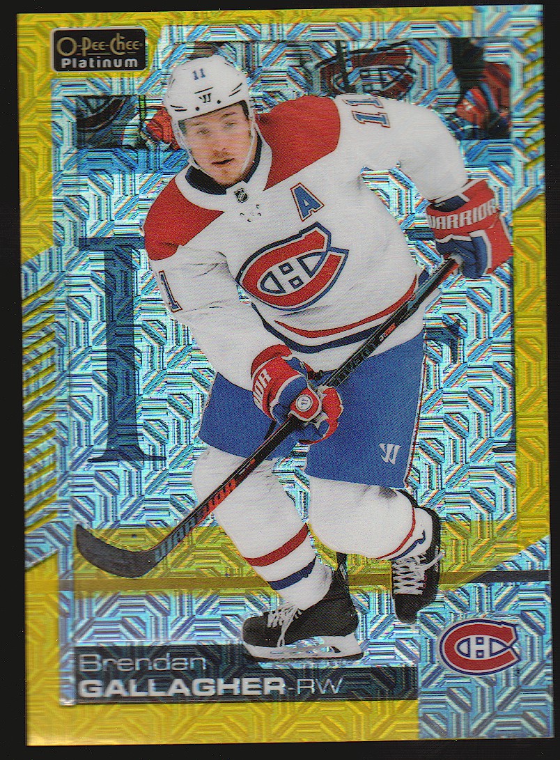 (image for) 2020-21 O-Pee-Chee Platinum Yellow Traxx #128 Brendan Gallagher